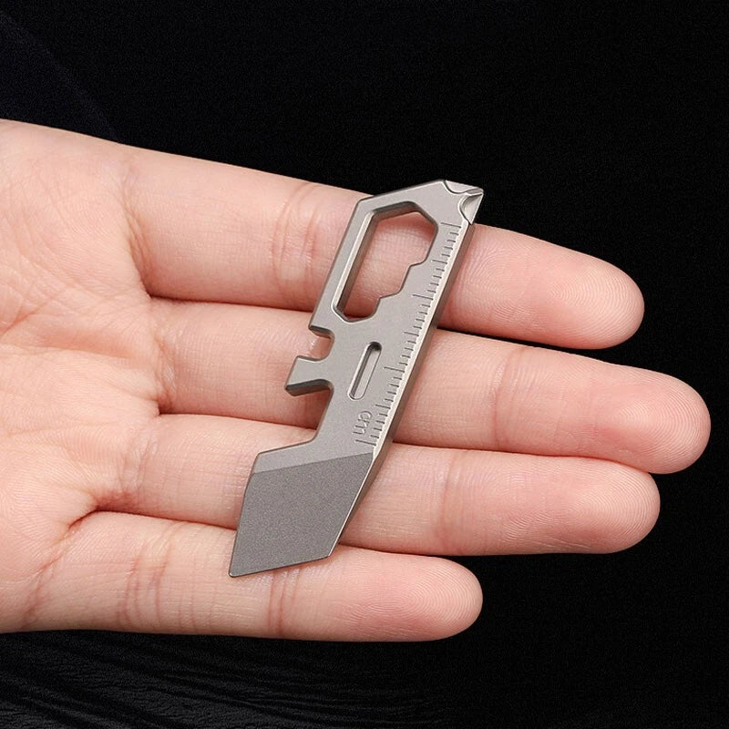 EDC Mini Titanium Alloy Keychain Pry Bar Crowbar Opener Ruler Wrench Multi Tools 07FC0E-D4 - KOEEK