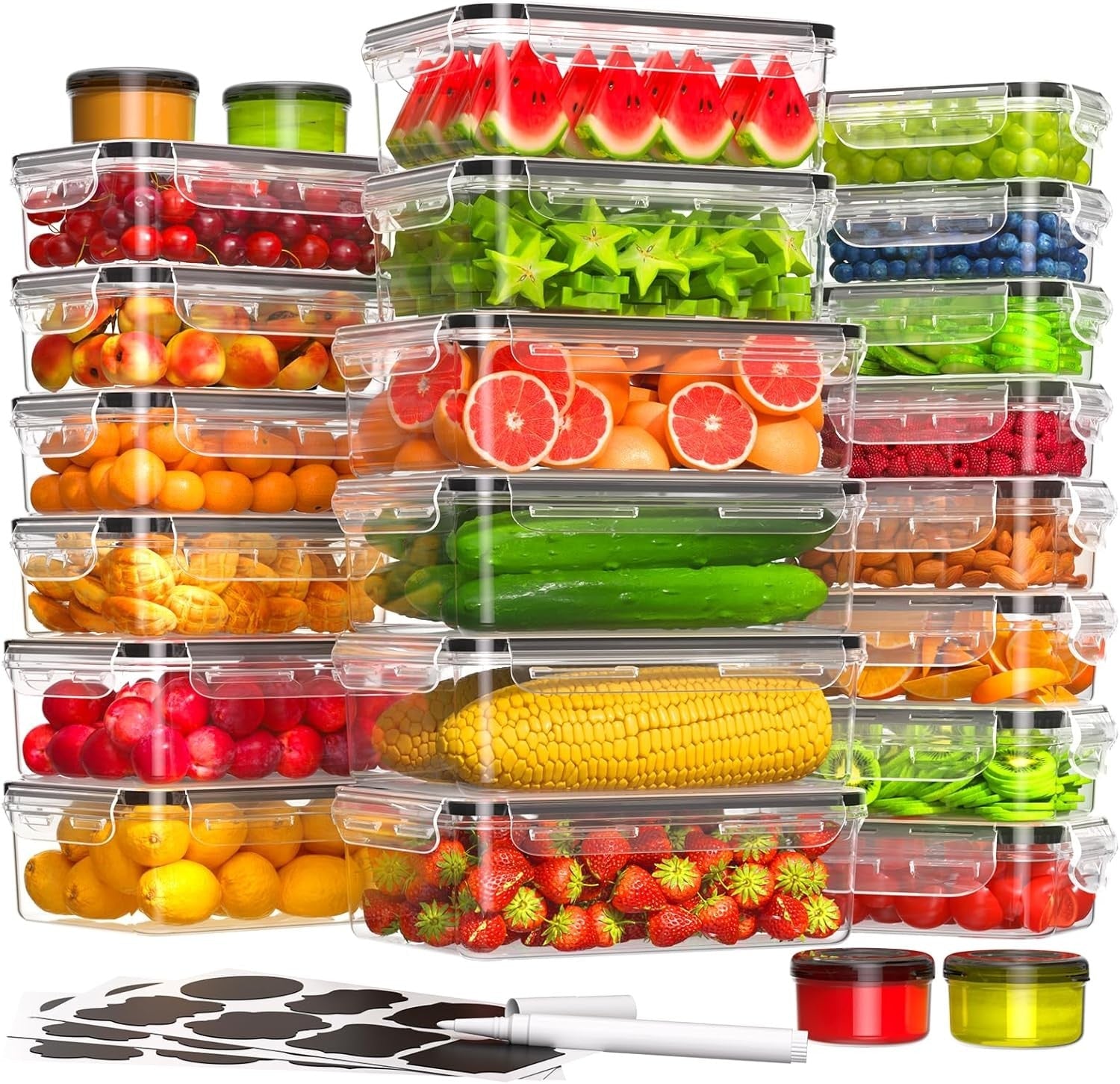 new 48 Pcs Larger Food Storage Containers with Lids Airtight (24 48 Piece 07FC0E-D4 - KOEEK