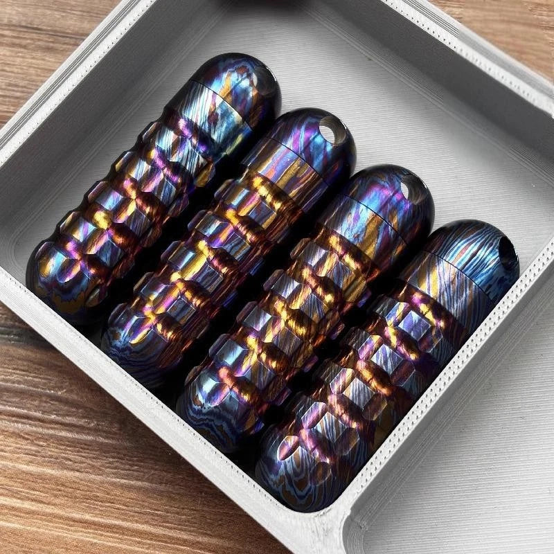 EDC PEI Titanium Waterproof Pill Case Holder organizer Box Container Keychain-* 07FC0E-D4 - KOEEK