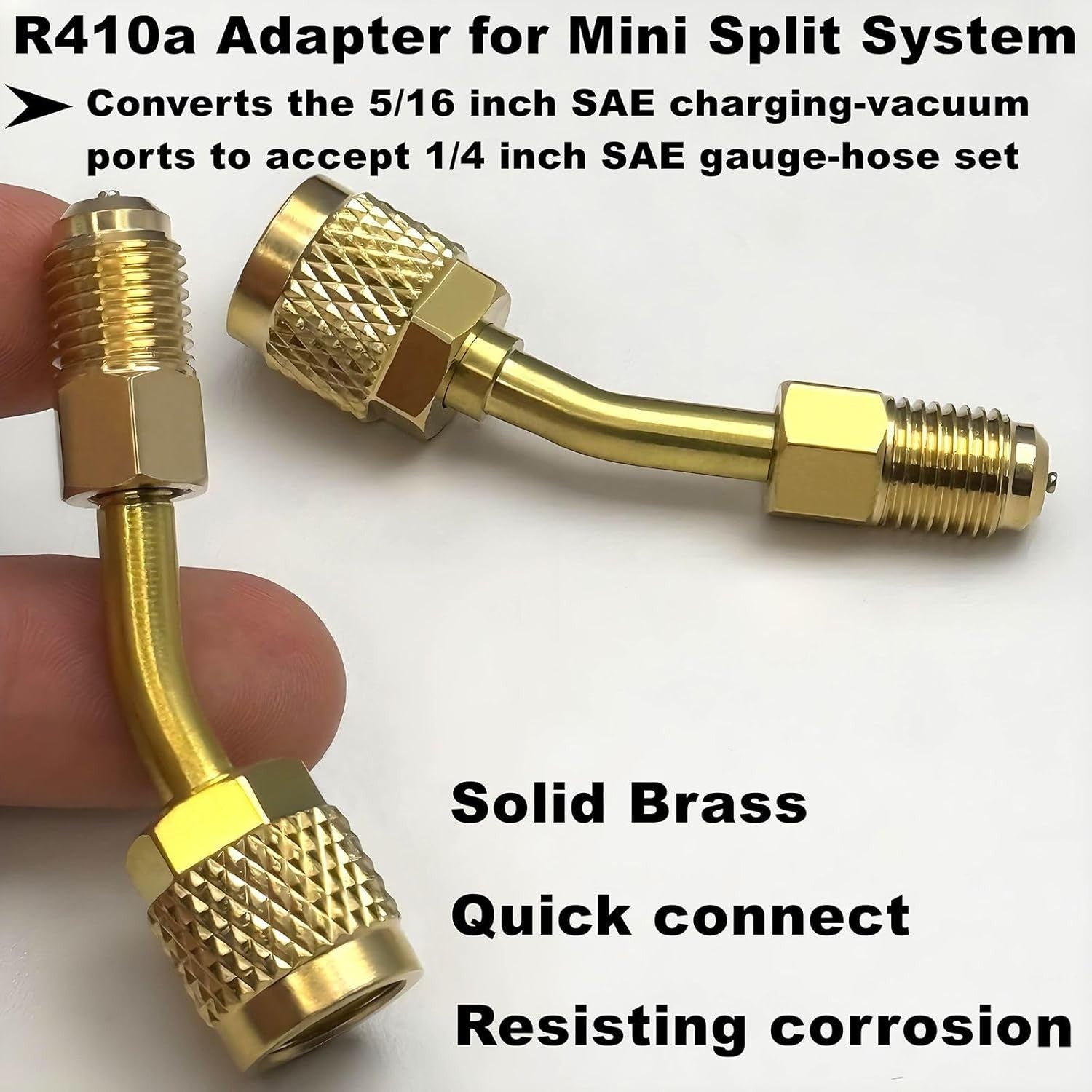 new R410a Adapter for Mini Split 2 Straight + 2 Angled +2 Tank Adapters, Brass 07FC0E-D4 - KOEEK