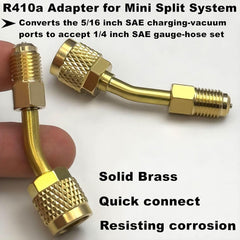 new R410a Adapter for Mini Split 2 Straight + 2 Angled +2 Tank Adapters, Brass 07FC0E-D4 - KOEEK