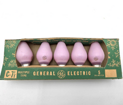 Vtg Pale Pink C-7 1/2 GE Christmas Light Bulbs Candlabra Tested Working USA Made 07FC0E-D4 - KOEEK