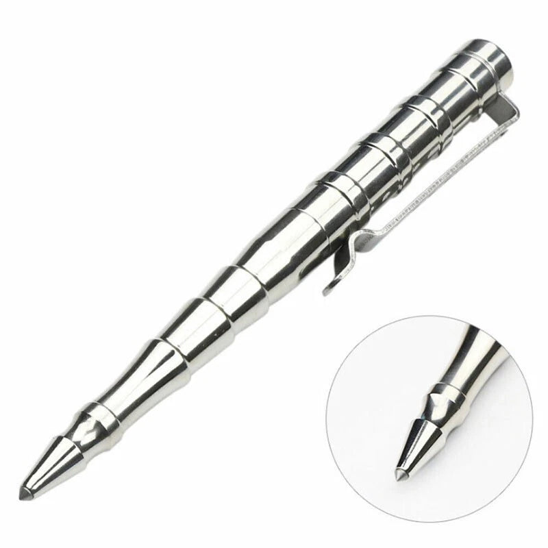 Practical Stainless Steel Ball Pen Signature Tactical Pens w 5pcs G2 Refills EDC 07FC0E-D4 - KOEEK