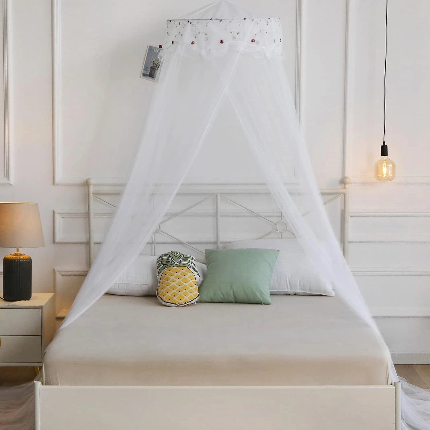 Mosquito Net Bed Canopy for Girls,King Canopy Bed Curtains Queen Size Ceiling 07FC0E-D4 - KOEEK