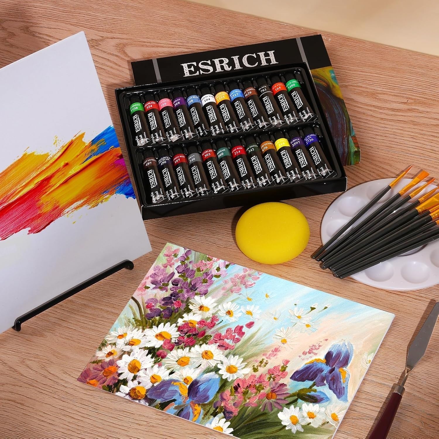 new ESRICH 40PCS Acrylic Paint Set,Professional Painting 30 Piece Set, 24 color