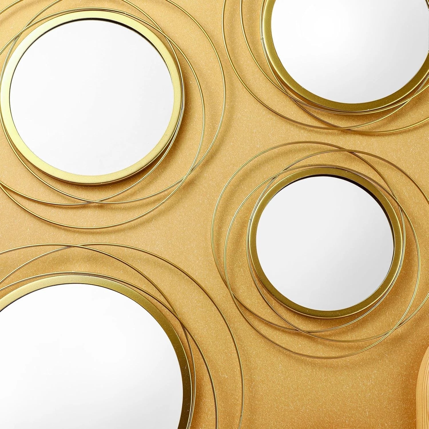 4 Pcs Decorative Wall Mirror Round Mirror Gold Circle Mirror Ring Metal Mirror 07FC0E-D4 - KOEEK