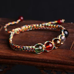 Dragon Boat Festival Five Color Handmade Red Cord Bracelet Five Elements Beads 07FC0E-D4 - KOEEK