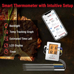 Wireless Meat Thermometer with 4 Probes, Bluetooth Meat Thermometer for Cooking 07FC0E-D4 - KOEEK