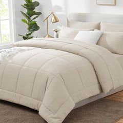 Beige Comforter Set King Size 7 Piece Set with Seasonal Duvet Cover 07FC0E-D4 - KOEEK