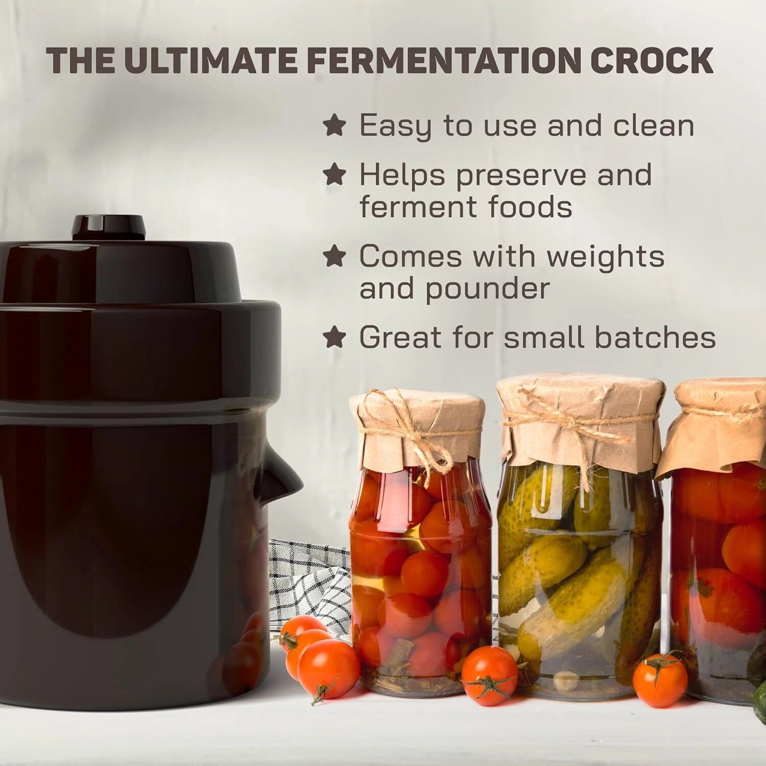 1/2 Gallon Fermented Crock-Pot - Sauerkraut Crock-Pot with Lid and Weights 07FC0E-D4 - KOEEK