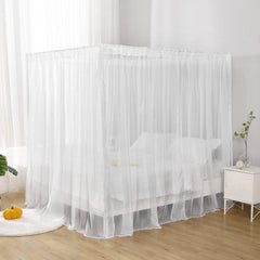 White Canopy Bed Curtain for Queen Bed,Soft Bed Canopy Scarf (Queen, White) 07FC0E-D4 - KOEEK