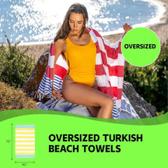 Turkish Beach Towel 6-Piece Set - Sand-Free Design -  Organic Ultra 07FC0E-D4 - KOEEK