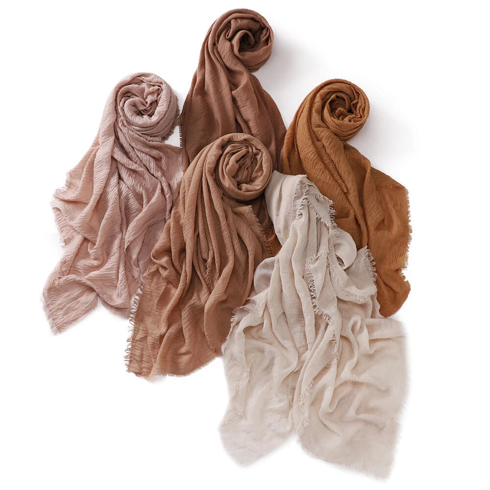 Women's Hijabs Scarf Solid Cotton Blend Breathable Muslim Scarf Shawls and Wraps 07FC0E-D4 - KOEEK