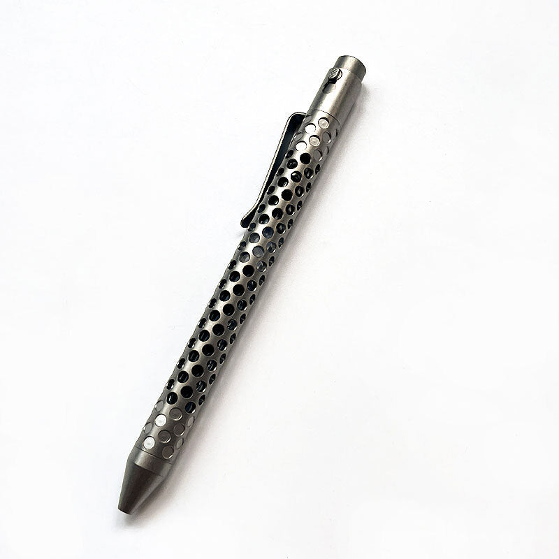 TC4 Titanium Pocket Double Locked Ball Pen Lightweight Hollowed Design EDC Pen 07FC0E-D4 - KOEEK