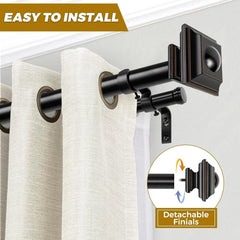 1-inch double curtain rod,adjustable length range from 72 to 144 inches 07FC0E-D4 - KOEEK