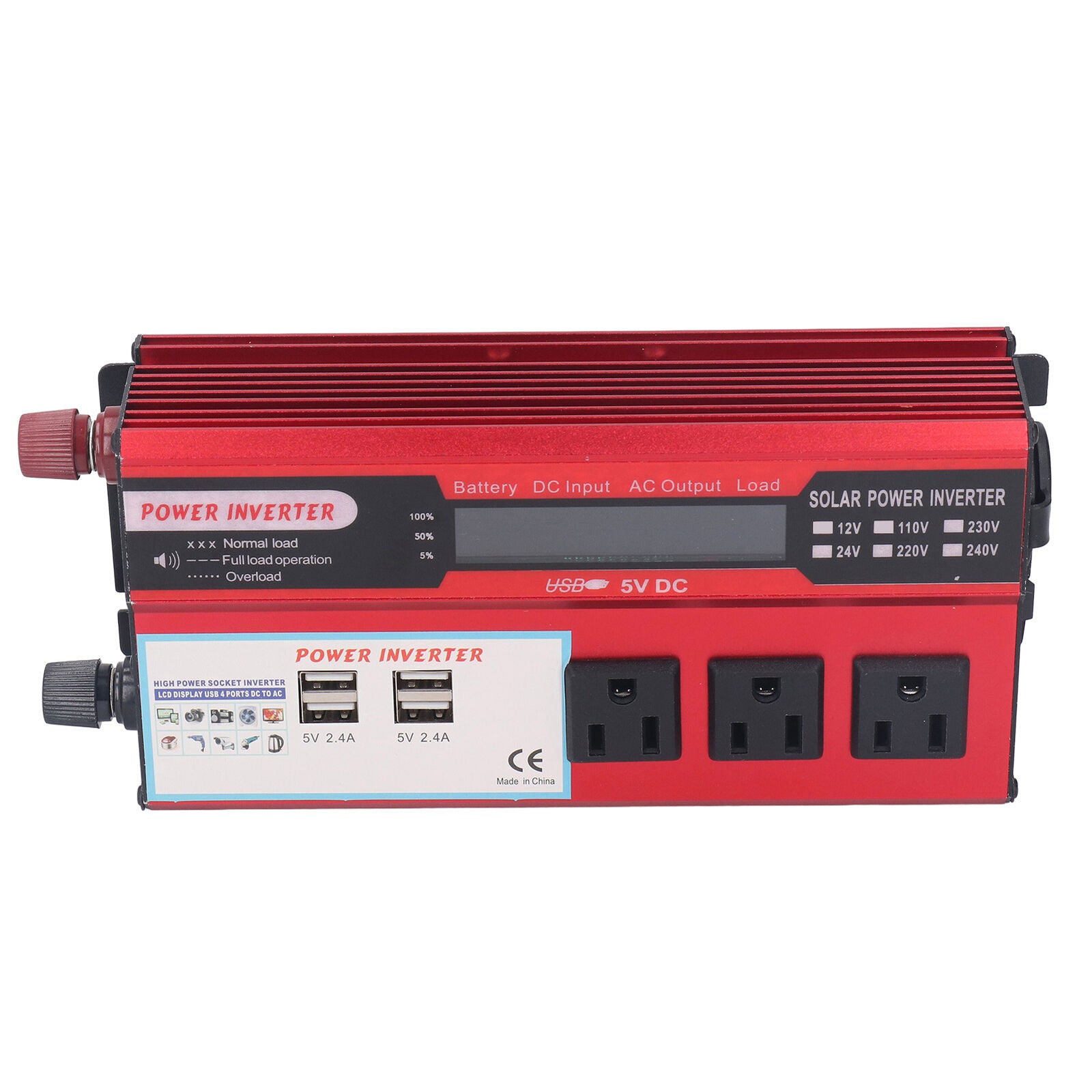 new 500W Car Sine  Inverter Kit With 3 AC110V US Sockets 4 USB Ports LCD Display koeek - KOEEK