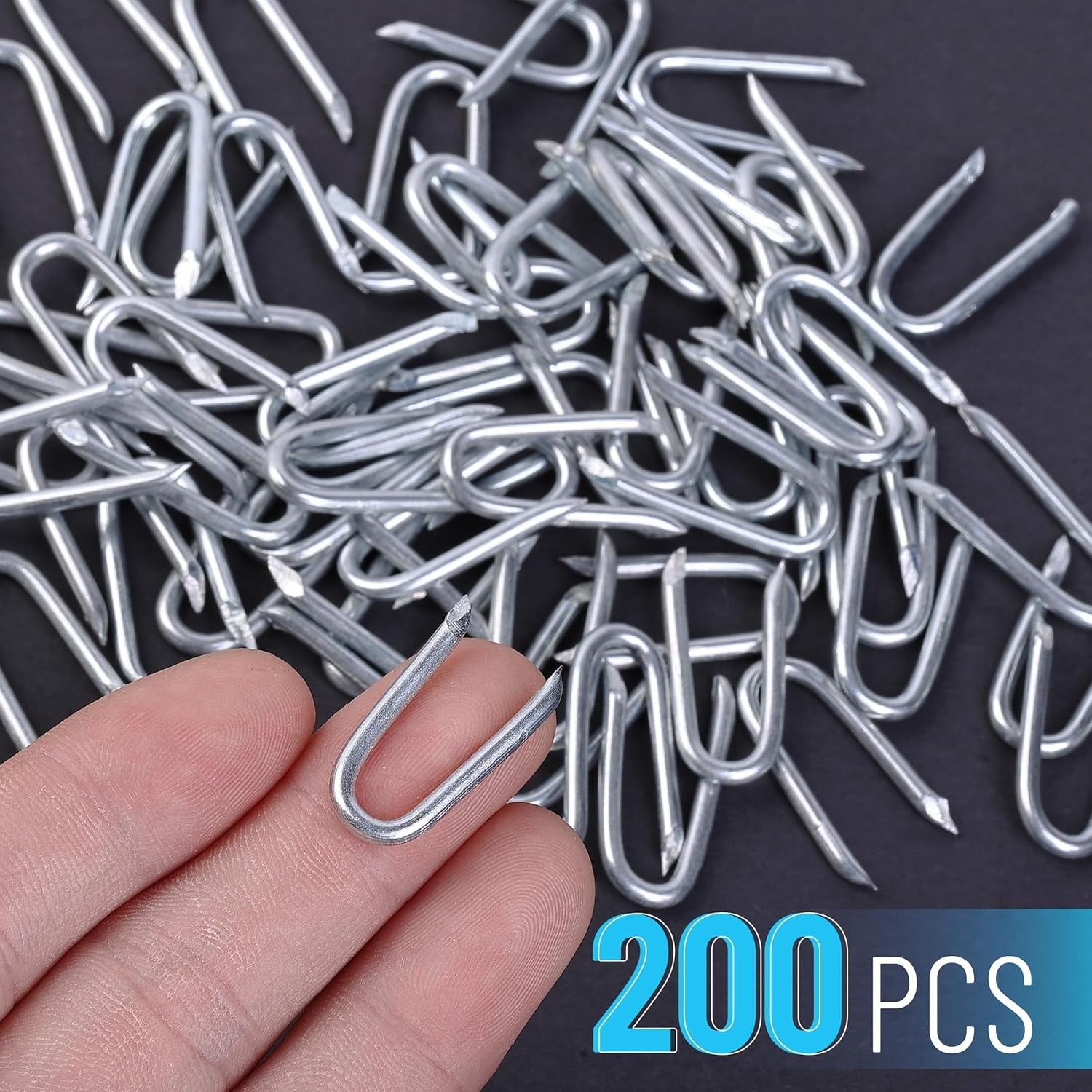 new Bates Choice Fence Staples, 200 pcs, 1" Galvanized Steel, Silver, U Silver BATES CHOICE - KOEEK