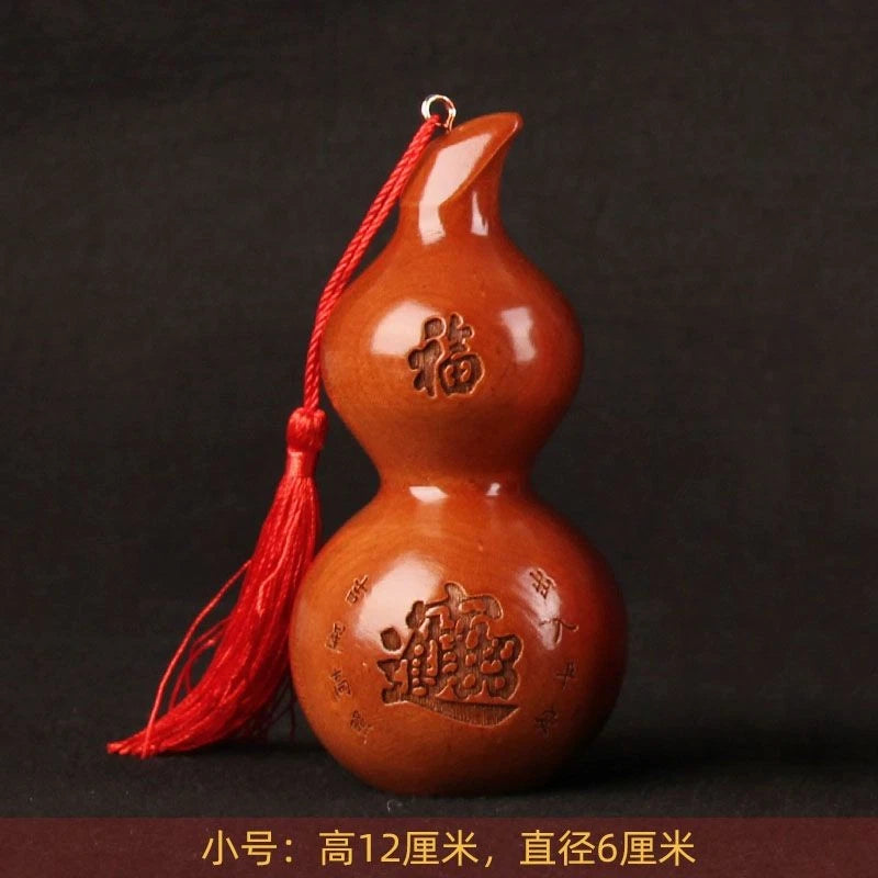Peach Wood Taiji Bagua Fu Gourd Hanging Ornament Feng Shui Home Decor 07FC0E-D4 - KOEEK