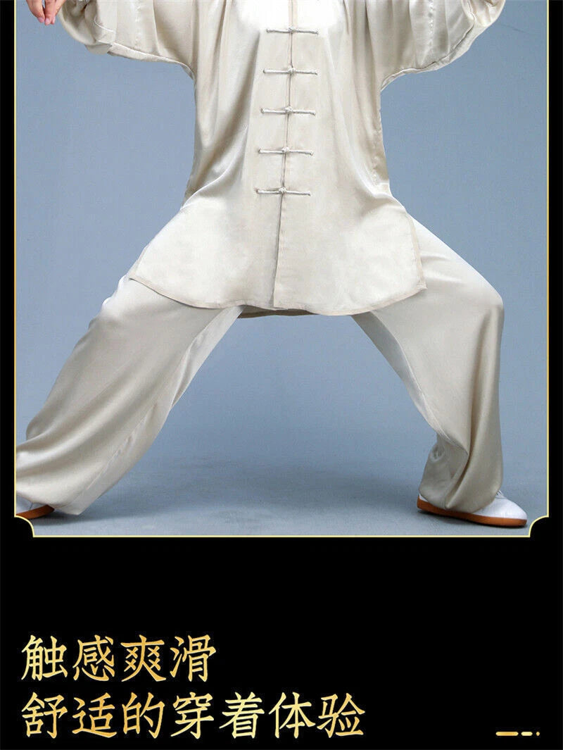 Kung Fu Tai Chi Mulberry Silk Uniform Martial Arts Wushu High-end Handmade Taiji 07FC0E-D4 - KOEEK
