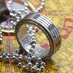 Chinese Magic Ring Taoist Yin Yang Ba Gua Spinner Feng Shui Amulet Talisman 07FC0E-D4 - KOEEK
