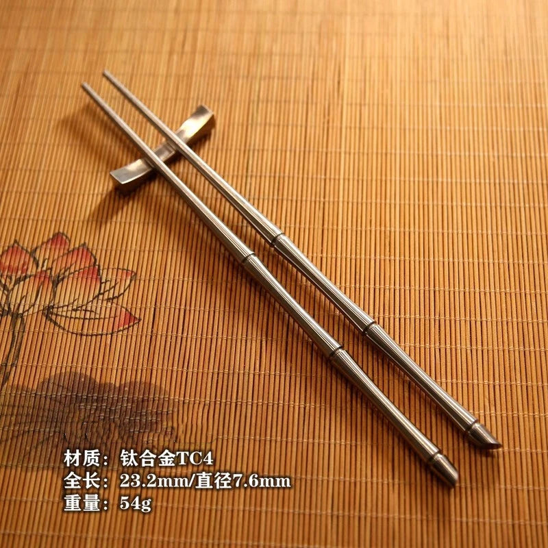 EDC Solid TC4 Titanium Chopsticks Section Foldable With Pack Travel Tools 07FC0E-D4 - KOEEK