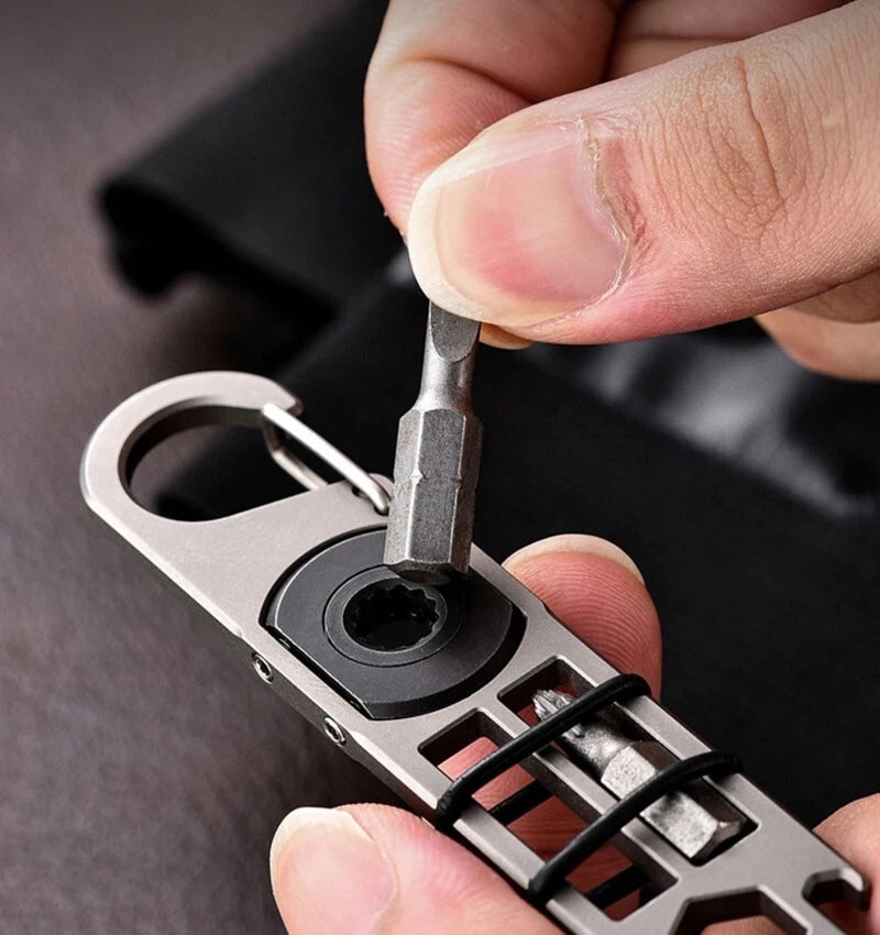Titanium Alloy Carabiner Pocket Pry Bar Crowbar Multi EDC Tools Opener 07FC0E-D4 - KOEEK
