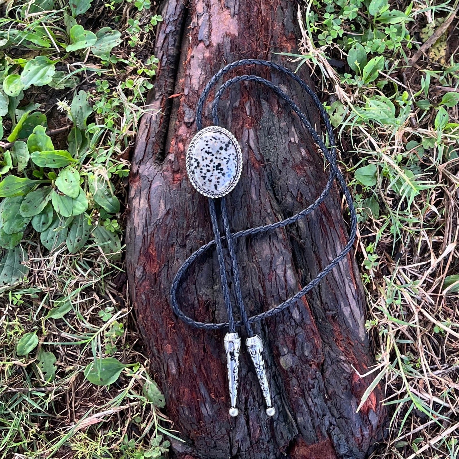 Natural Spotted Stone Bolo Tie Western Cowboy Vintage PU Rope Wedding Necklace 07FC0E-D4 - KOEEK