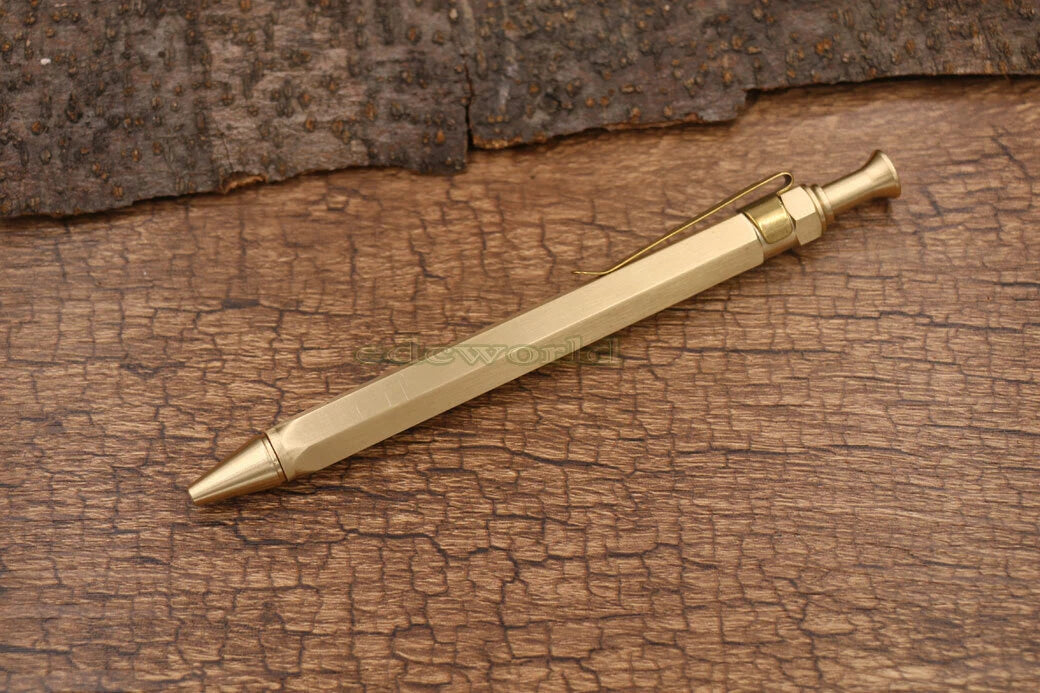 Hot EDC Handmade Brass Spring Retro Brass Pocket Pen Ball Point Pen P-22TP HANDMADE - KOEEK