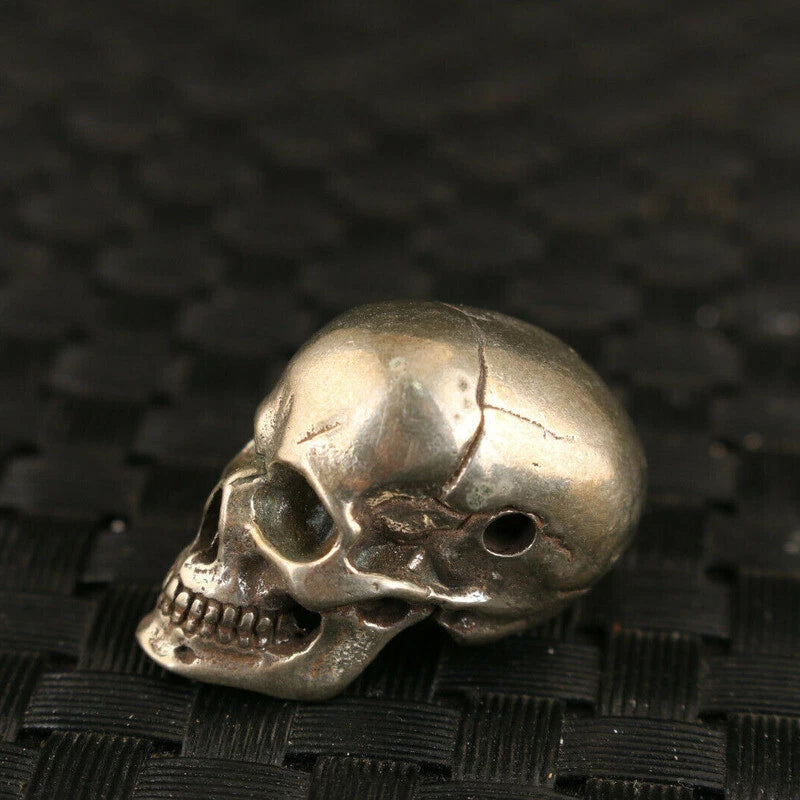 Antique Chinese Old Tibet Silver Hand Carved Skull Statue Netsuke Collection 07FC0E-D4 - KOEEK