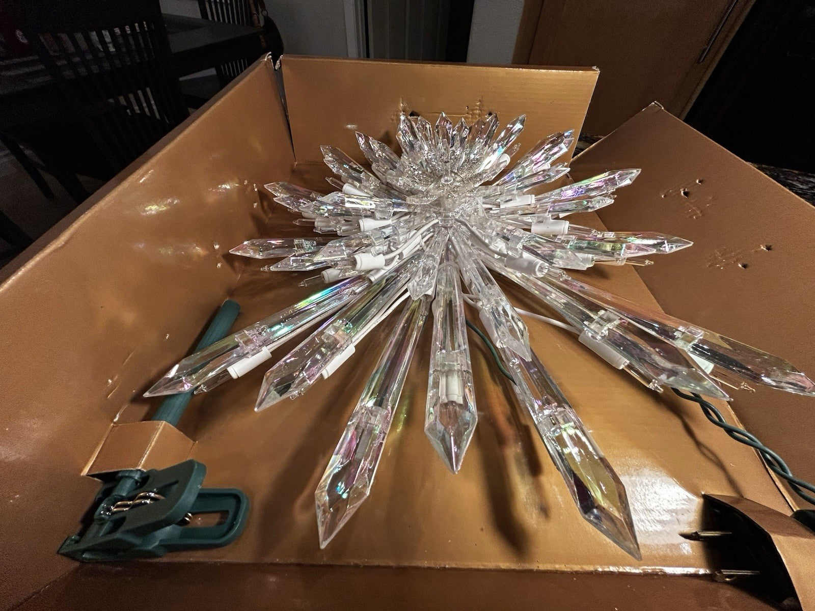 GE 50 Light Large Crystal Style Star Snowflake Christmas Tree Topper Big 14" GE - KOEEK