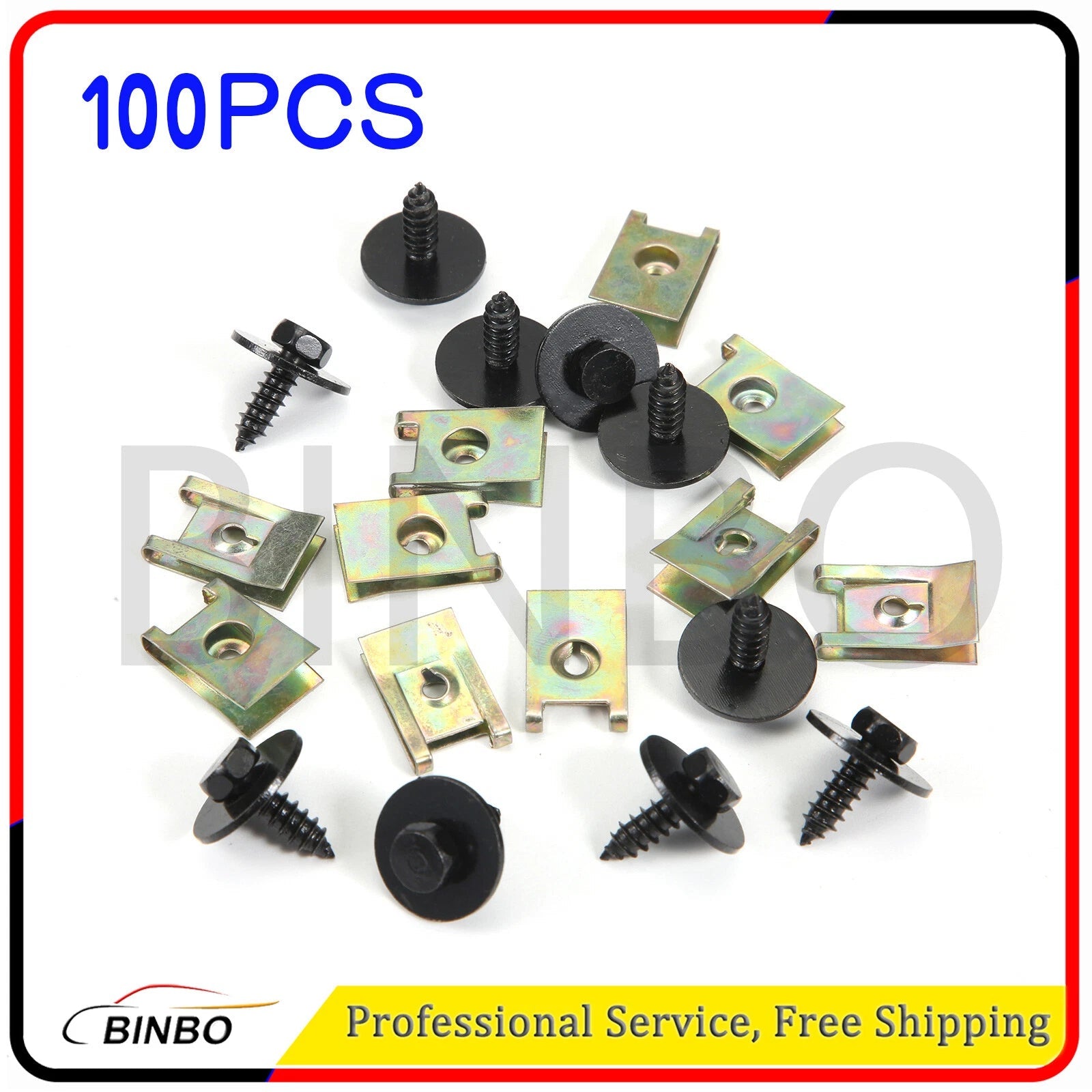 100Pcs Metal Car Screw Body Fender Bumper Retainer U Nut Clips Gasket Fastener 07FC0E-D4 - KOEEK