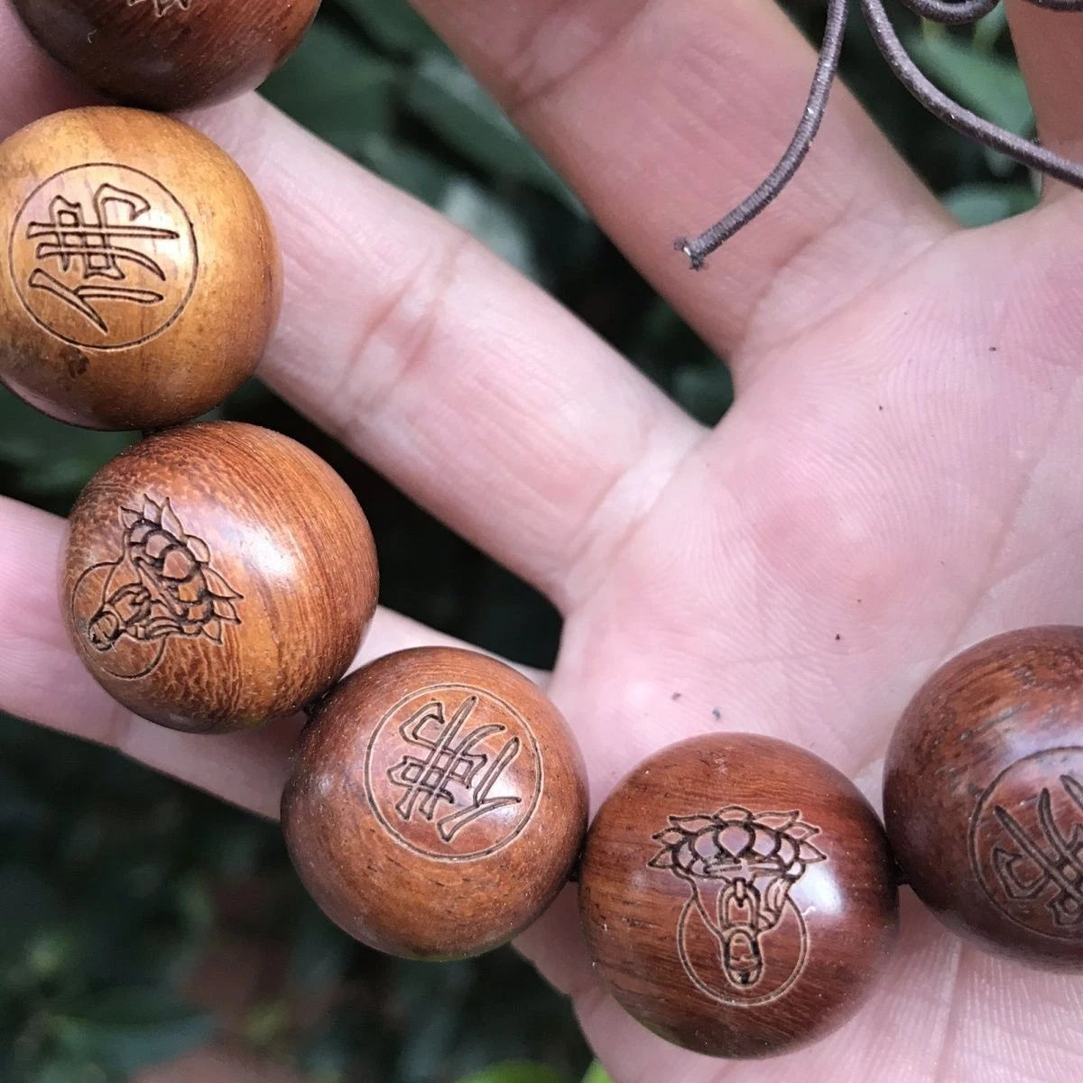 20mm*12 Natural Wood Buddhist Prayer Beads Guanyin Bracelet Men Woman  Gift 07FC0E-D4 - KOEEK