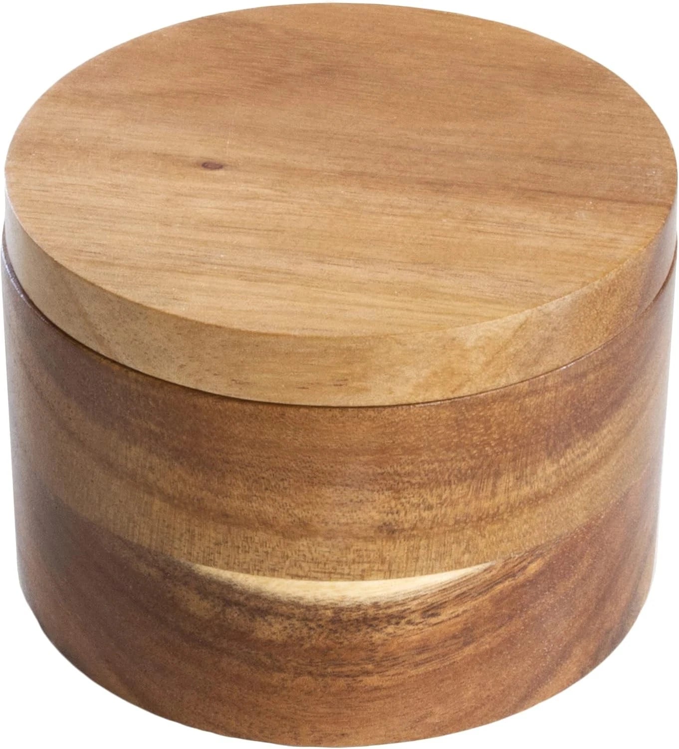 Rock & Branch Acacia Wood Salt Cellar Storage Box with Magnetic Swivel Lid 07FC0E-D4 - KOEEK