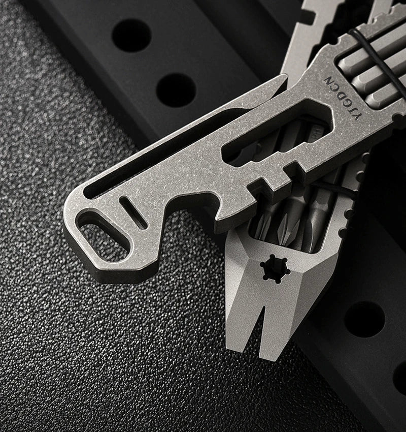 Titanium Crowbar Pry Bar Wrench Spanner Bottle Opener clip Quality EDC Tool 07FC0E-D4 - KOEEK