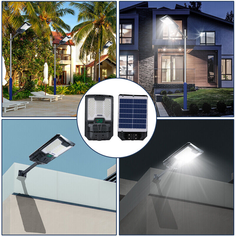 ny 2000W kommerciel Solar Street Flood Light Udendørs Dusk to Dawn vejlampe + stang