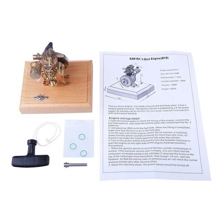 M19 1.6cc Hit & Miss Vertical 4-Stroke Gas Engine – Miniature Working Model 07FC0E-D4 - KOEEK