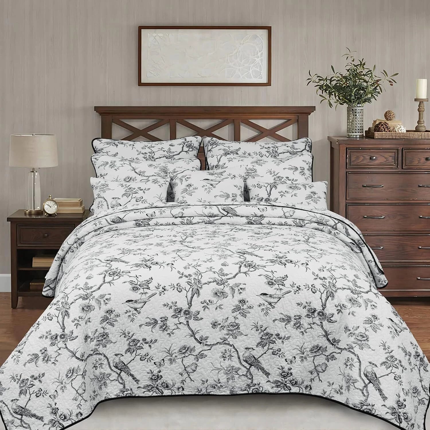 Cotton Queen Size Black Bird Bedding Set Printed Lightweight Duvet Cover 07FC0E-D4 - KOEEK