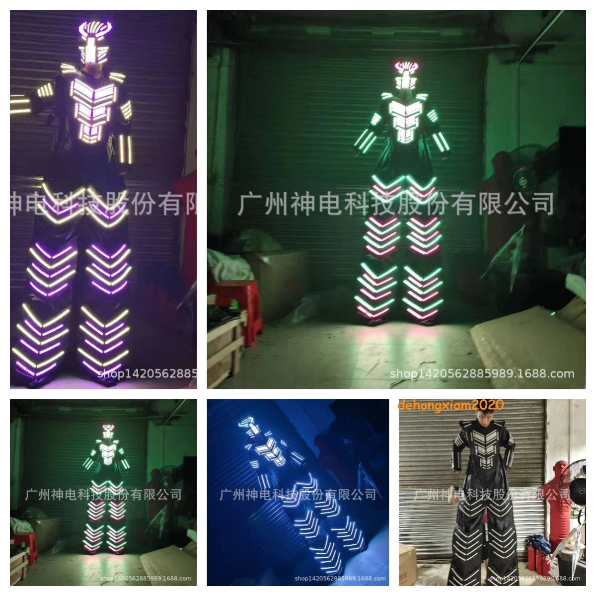 LED Robot Stilt RGB Color Costume Armour Set DJ Party Show Glowing Clothing Suit 07FC0E-D4 - KOEEK