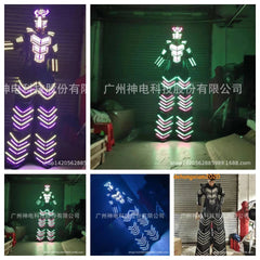 LED Robot Stilt RGB Color Costume Armour Set DJ Party Show Glowing Clothing Suit 07FC0E-D4 - KOEEK