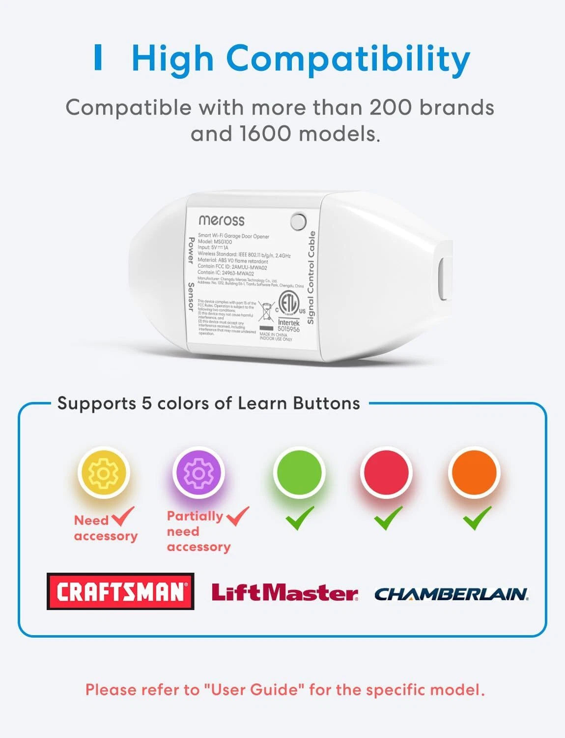 Intelligent garage door opener remote control with multiple notification modes 07FC0E-D4 - KOEEK