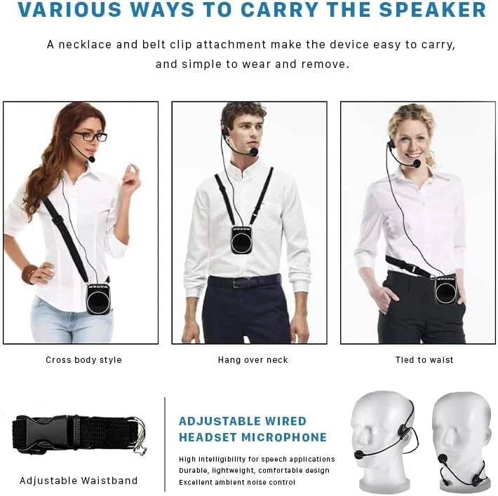 Portable megaphone with headset microphone rechargeable ultra-lightweight 07FC0E-D4 - KOEEK