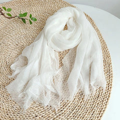Womens wool blend Tassel Autumn Winter White Scarf Could Like Soft Shawl Scarves 07FC0E-D4 - KOEEK