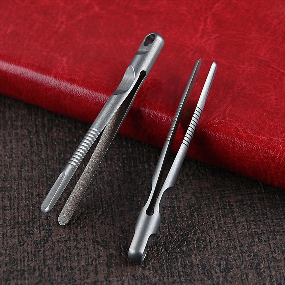 2x Titanium Tweezers Pocket Mini keychain Outdoor Lightweight Clamping EDC Tool 07FC0E-D4 - KOEEK