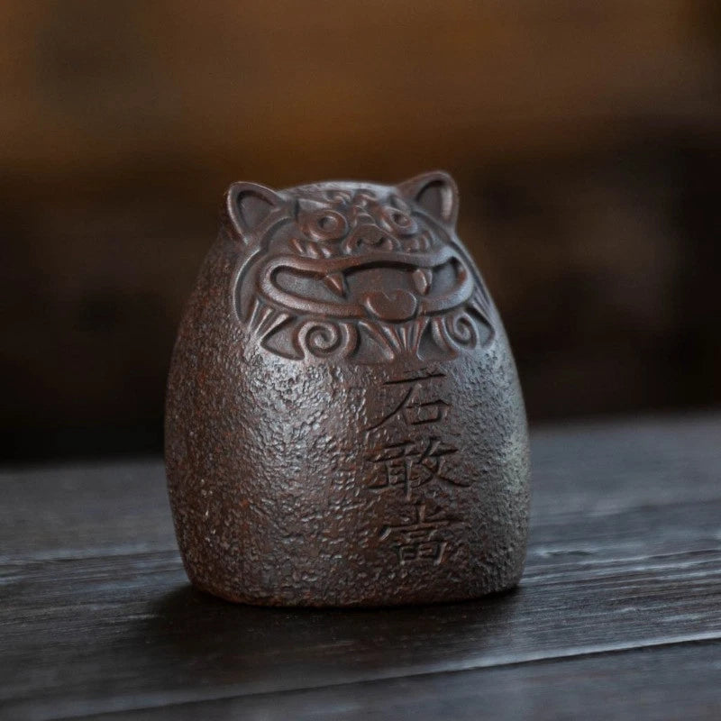 5.8cm Yixing Purple Clay Handcarved Shigandang Tiger Tea Pet Fengshui Ornament 07FC0E-D4 - KOEEK