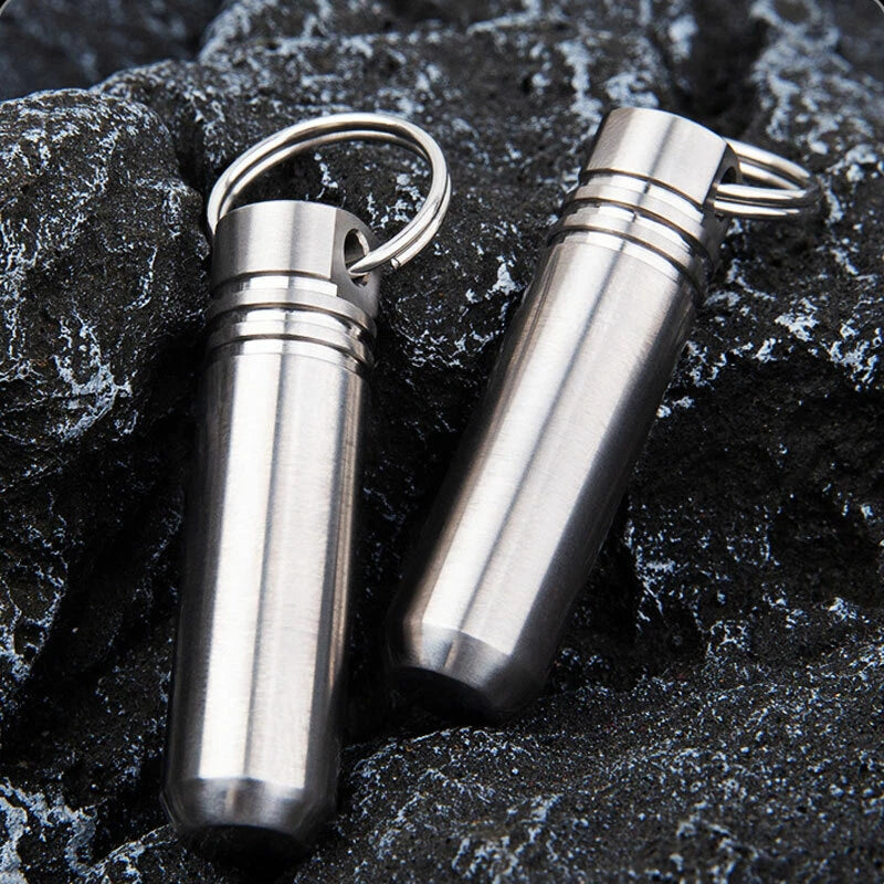 EDC Mini Titanium Alloy Keychain Waterproof Box Sealed Container Outdoor Storage EDC - KOEEK