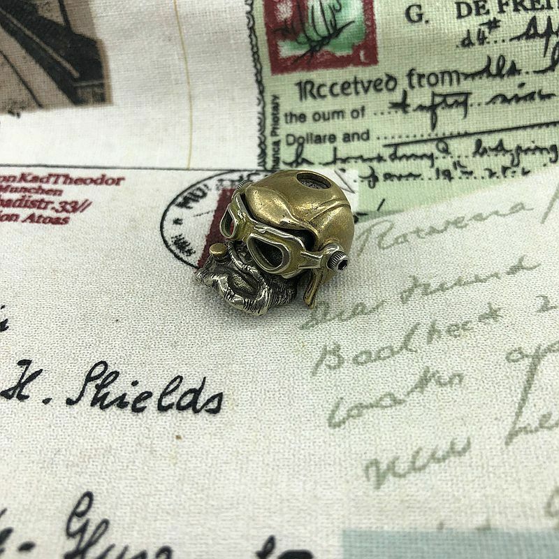 EDC Brass Pilot Skull Knife Umbrella Rope Parachute Cord Lanyard Tool Pendant 07FC0E-D4 - KOEEK