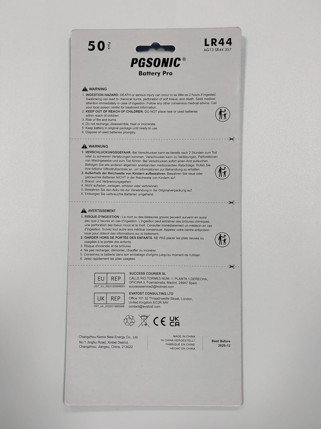 new PGSONIC 50 Pack LR44 Batteries, 1.5 Volt Alkaline Button Cell Batteries with... PGSONIC - KOEEK
