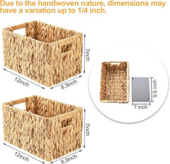 Water hyacinth rectangular wicker basket, 12-inch wicker basket, set of 2 07FC0E-D4 - KOEEK