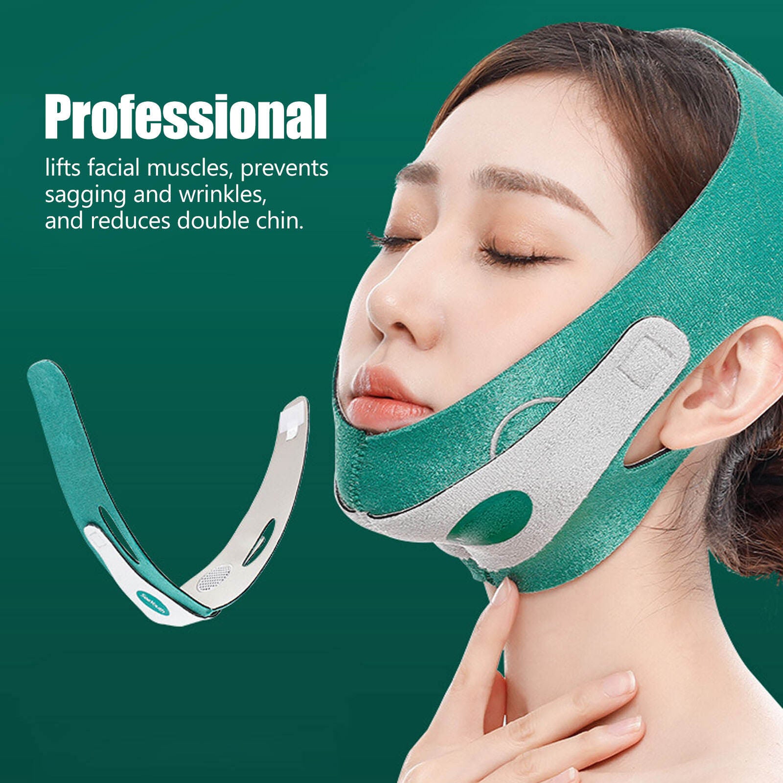 new Bandage V Line Strap Reduce Double Chin Wrinkles Lifting Belt(Green ) HGF koeek - KOEEK