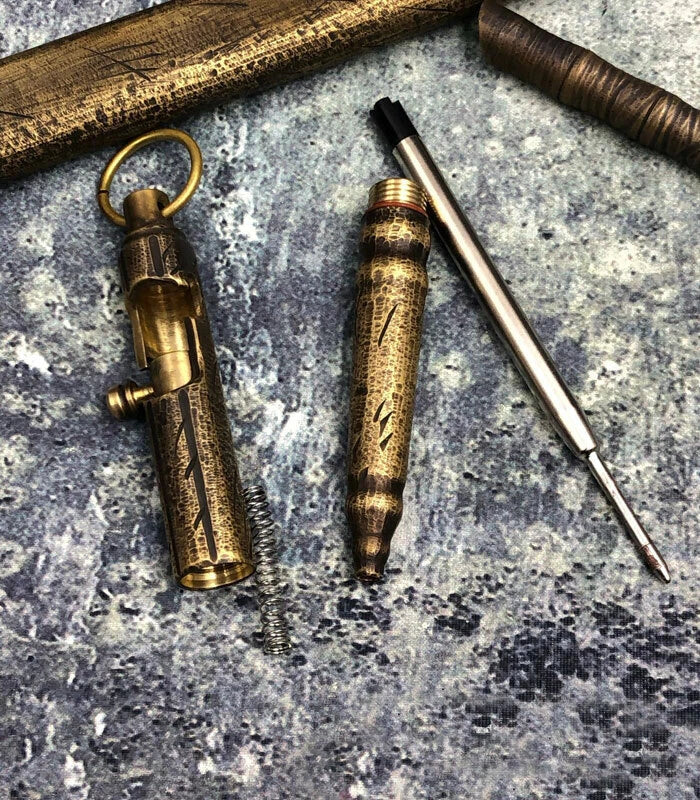 Outdoor Retro Black Brass Creative Ball Pen Office Signature Pocket Pen EDC 07FC0E-D4 - KOEEK
